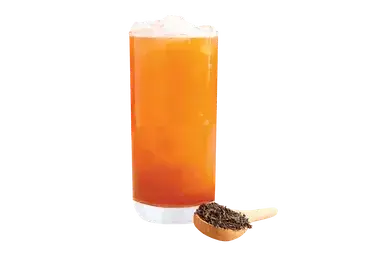 A glass of Lychee Iced Tea drink on a transparent background.