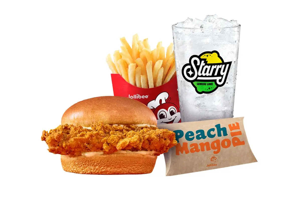 Chicken Sandwich and Pie Meal Deal on a white background